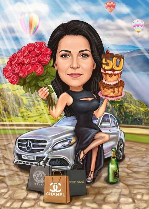 Карикатура по снимка , подарък карикатури дигитални , за мъж , за жена