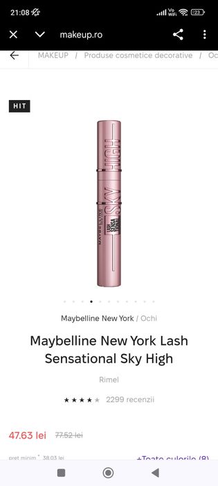 Rimel Mascara Maybelline New York Lash Sensational Sky High, Black