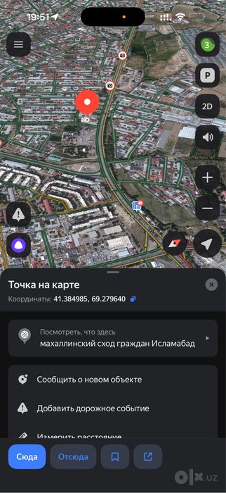 Yunusobod Islomobod maxallada 21 sotiq yo’lni yuzida kotta stayankasi