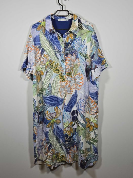 Rochie Bianca 46/50 – florală, premium, viscoză & in