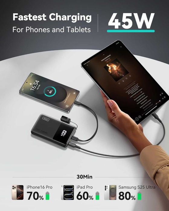 Внешнее зарядное устройство INIU P55-E2 45W 10000mAh PD 3.0+QC 4.0