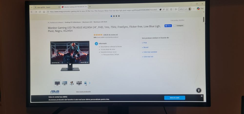 Monitor gaming Asus VG245h
