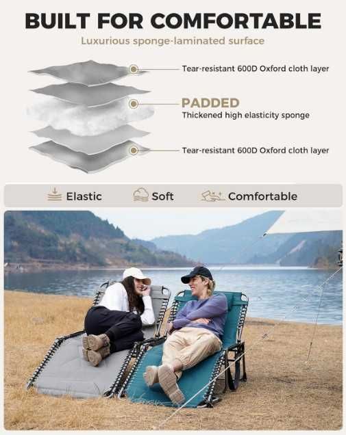 Сгъваем шезлонг KingCamp, голям подплатен градински