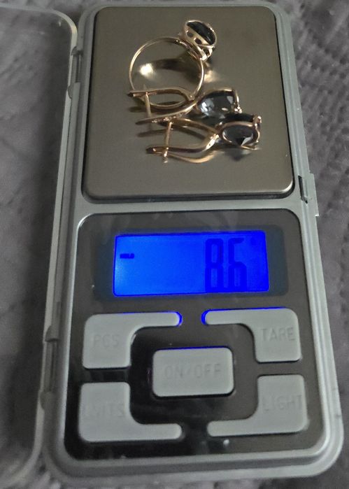 Набор золотой комплект серьги кольцо