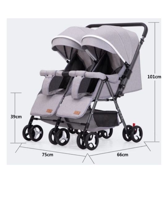 Коляска прогулочная для двойняшки PEGAS TinyTI-A6,серый
