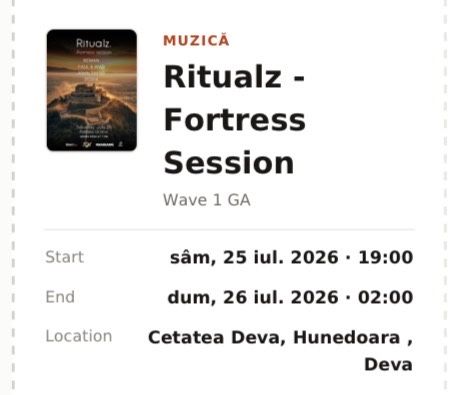 bilet Ritualz Fortress Session - cetatea Deva