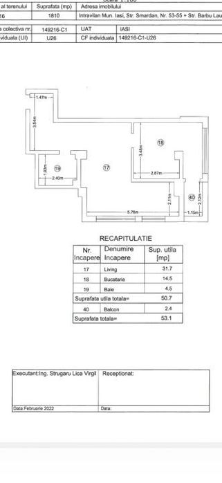 Apartament 2 camere, 50 mp, zona centrala