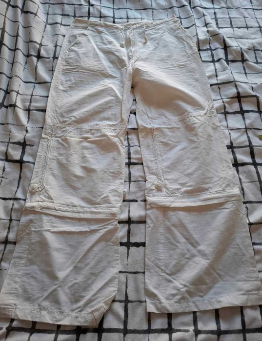 Pantaloni dama albi si gri