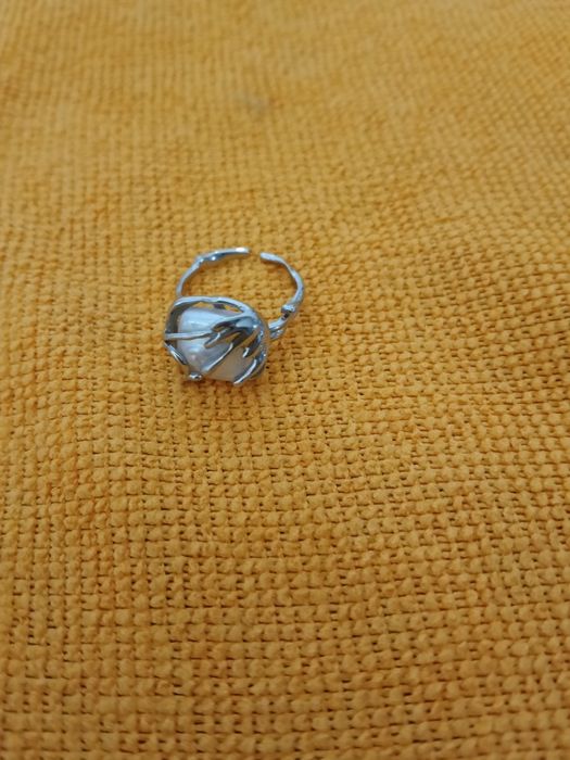 Inel perla baroca reglabil argint marcat