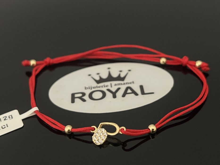 Bijuteria Royal CB : Bratara copil cu snur rosu aur 14k 585 1,12gr