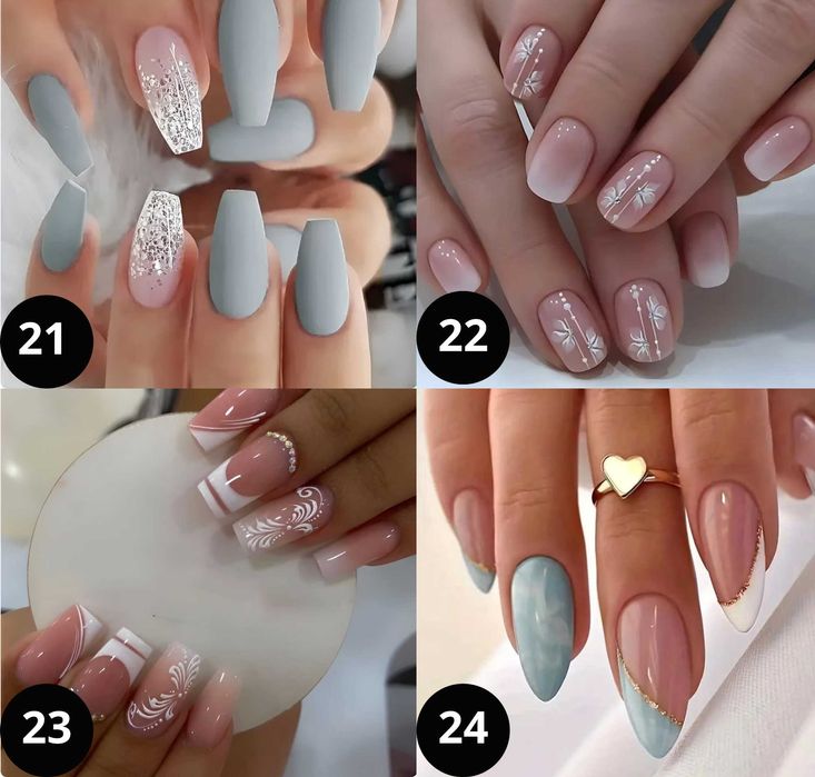 Самозалепващи изкуствени нокти 24 бр. + лепило в комплект