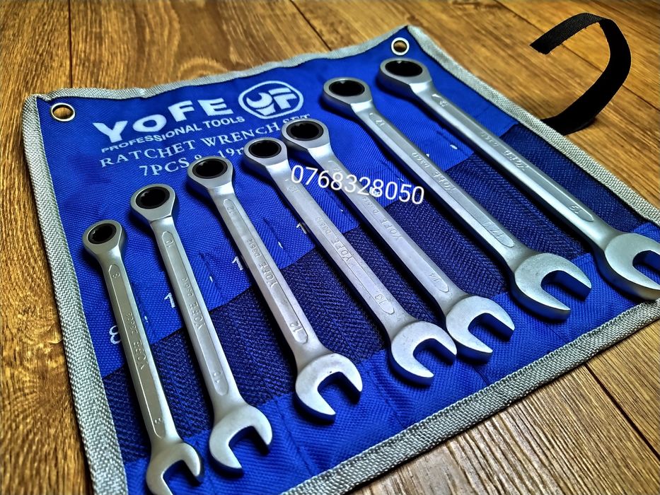 Set 7 Chei Combinate YOFE Profesionale cu Clichet 8-19mm