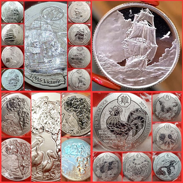 Ruanda Nautical Lunar African monede lingou argint 999