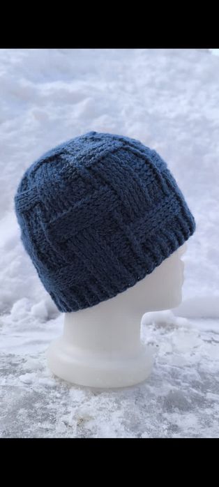 Мужская вязаная шапка, ручная работа