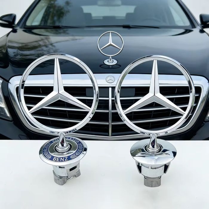 Emblema stema capota fata Mercedes C E S class crom gri negru