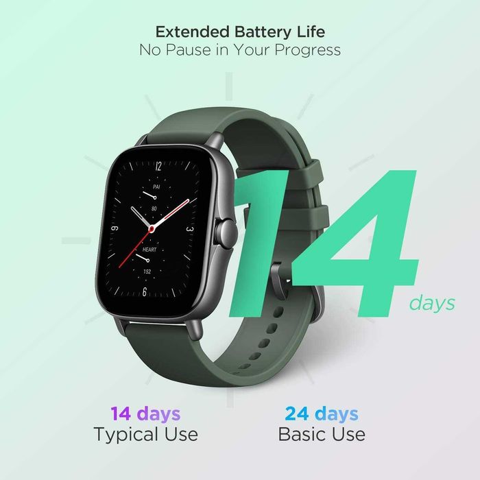 Смарт часовник Amazfit GTS 2e Зелен AMOLED дисплей 14 дни батерия