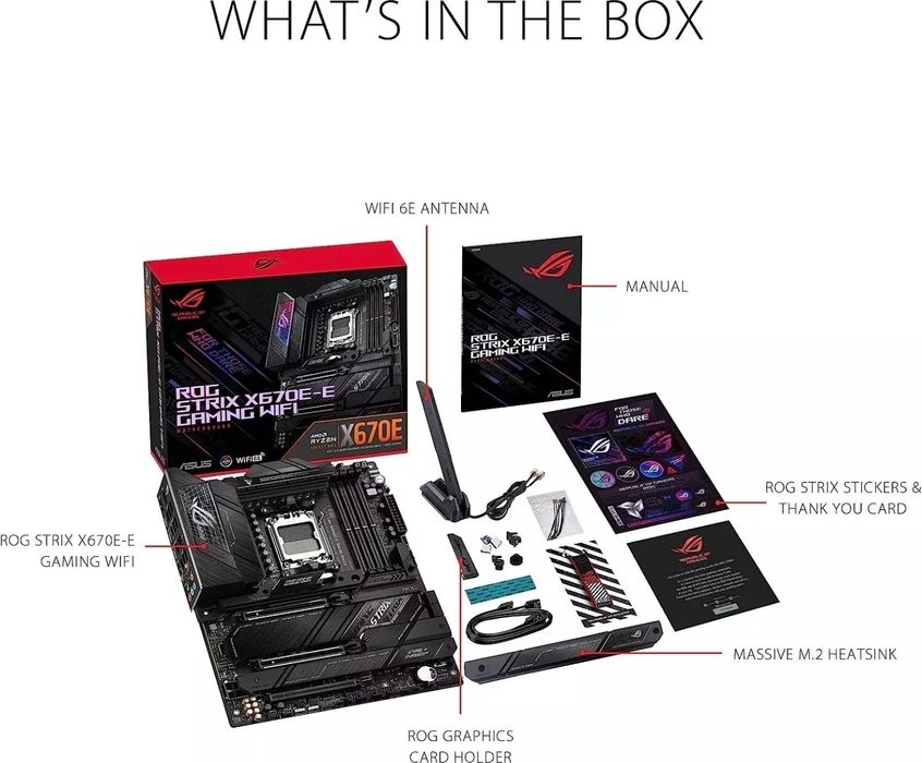 ASUS ROG STRIX X670E-E GAMING WIFI Motherboard ATX Support 4xDDR5 4x M.2 Foarte Rară TOP