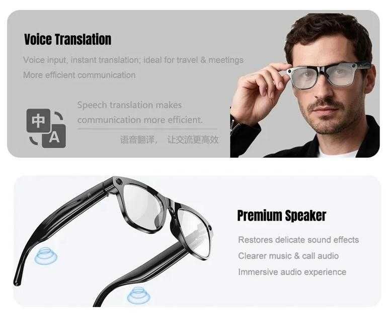 Смарфтон Записващи Очила Скрита Камера Умни Очила Видеозапис Разговори