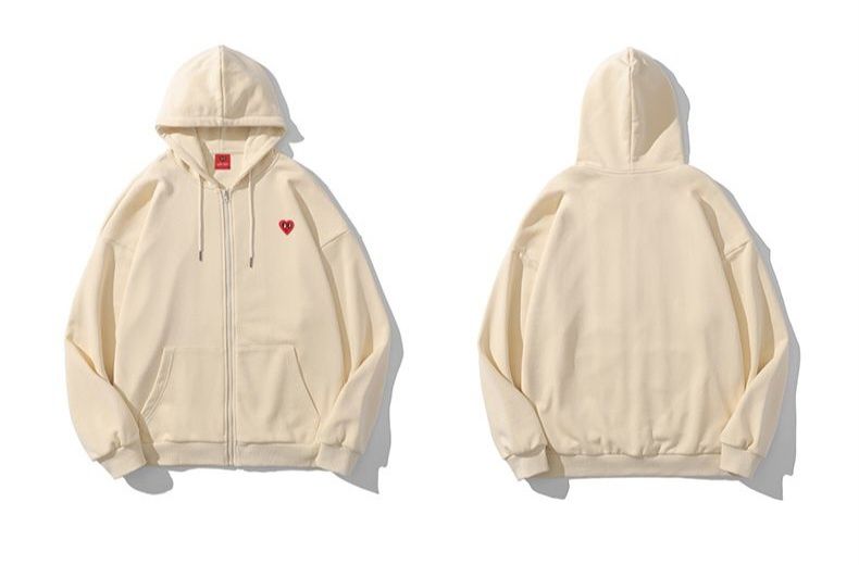 Толстовка худи HappyHeart бежевая чёрная белая хлопок