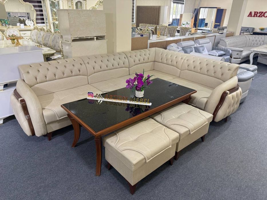 Ugalog Môyishiy 3.30x2.30 Sifati Zôr Baquvat Stol 2-ta Pufik bn narxi