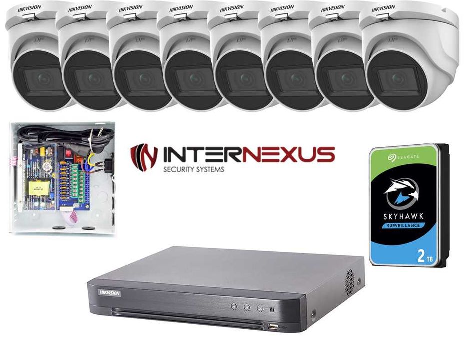 5 MPx AcuSense HD-TVI Система за Видеонаблюдение с 8 Камери