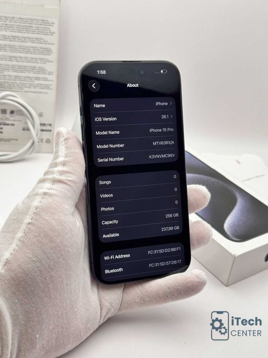 iPhone 15 Pro, 128GB, Blue, 100% батерия, КАТО НОВ, 1г. ГАРАНЦИЯ!