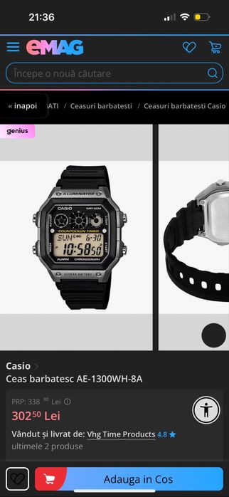 Ceas Casio original iluminator 100m