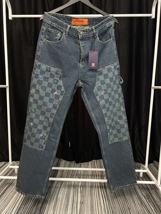 Blugi Louis Vuitton barbati - denim premium patch  Momogram/ s-xxl