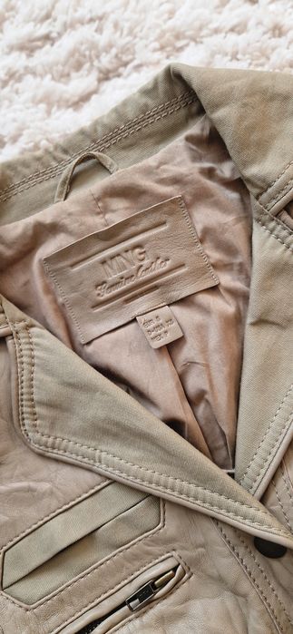 Jachetă MNG (Mango) din Piele Naturală – Stil Military/Safari (Mărimea