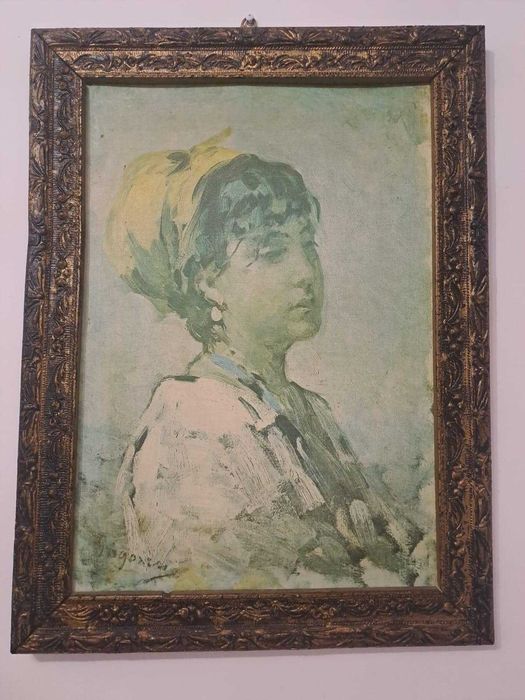 Tablou vechi Nicolaie Grigorescu ,,Fata cu basma galbena "