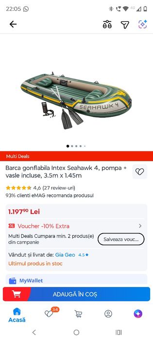 Vând barca gonflabila Intex Seahawk4