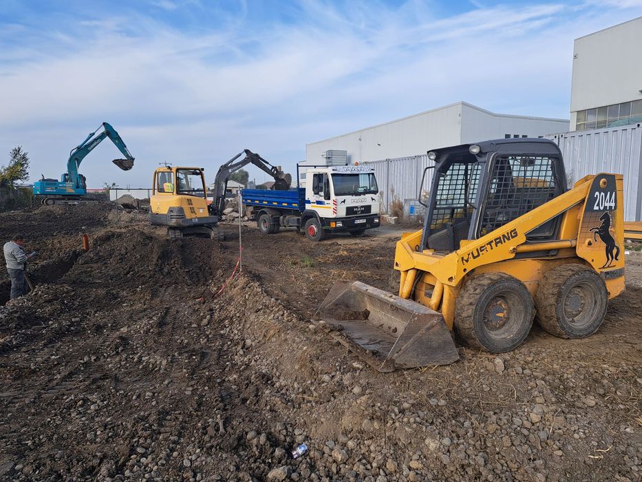 Mini-excavator+bobkat+transport basculabil