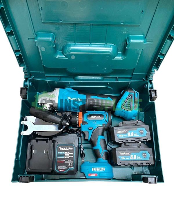 2в1 БЕЗЧЕТКОВ Акумулаторен Ъглошлайф и Винтоверт Makita 36v 8Ah МАКИТА