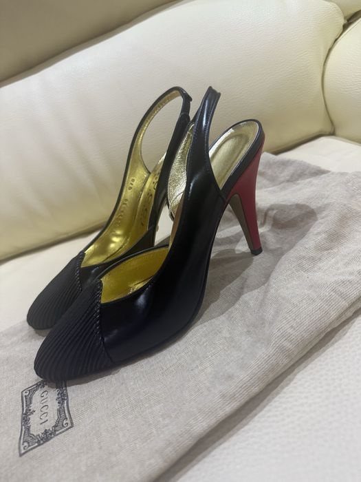 Pantofi Slingback Gucci Originali, Piele Neagră, Mărimea 36 EU, Noi