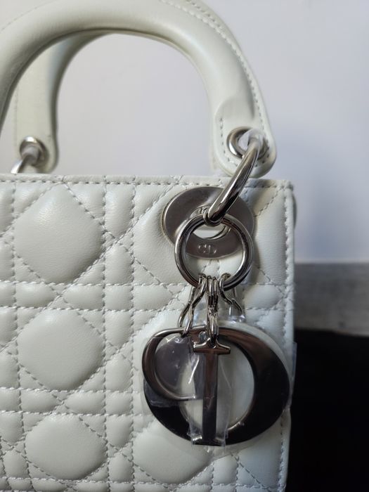 Lady Dior Mini White Silver Hardware
