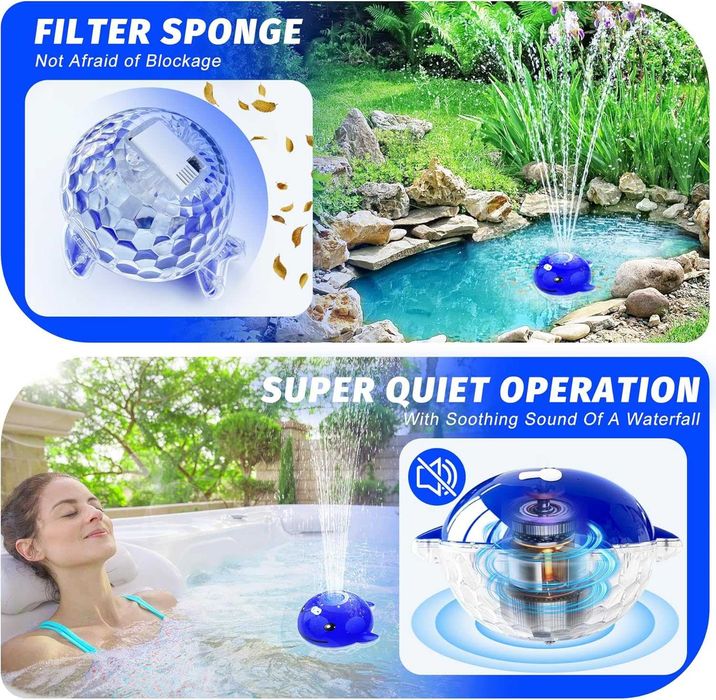 Fantana arteziana plutitoare pentru piscina cu LED
