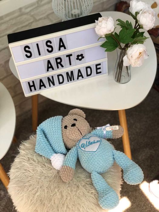 Плетени декоративни мечета  с плюшена прежда