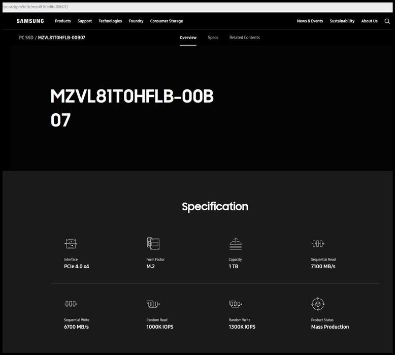 1TB Samsung 990 OEM NVMe M.2 SSD 2280 Nou Bulk 7200 MB/s