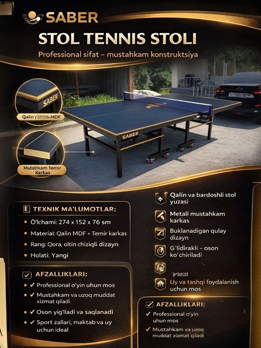 Stol tennis sifat va narx kafolati