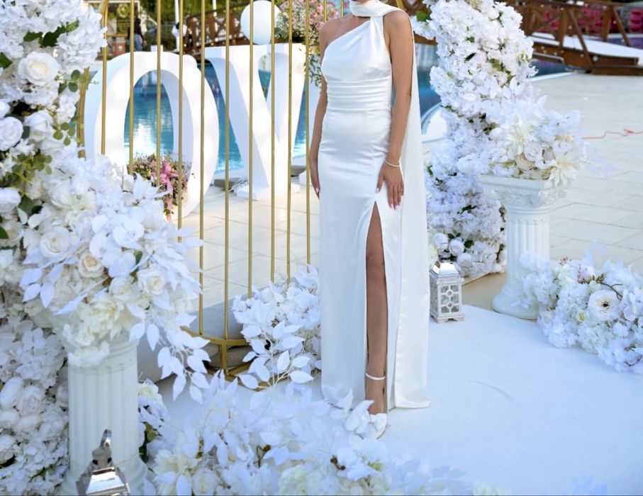 Rochie cununie ivory din mătase satinată