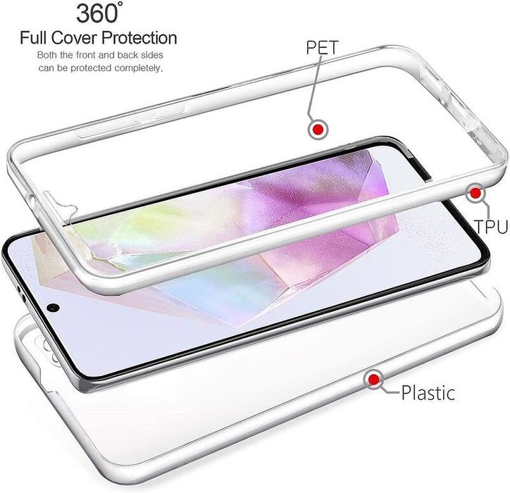 Прозрачен 360° Градуса Кейс за Samsung Galaxy A05s A15 A35 A55 A25