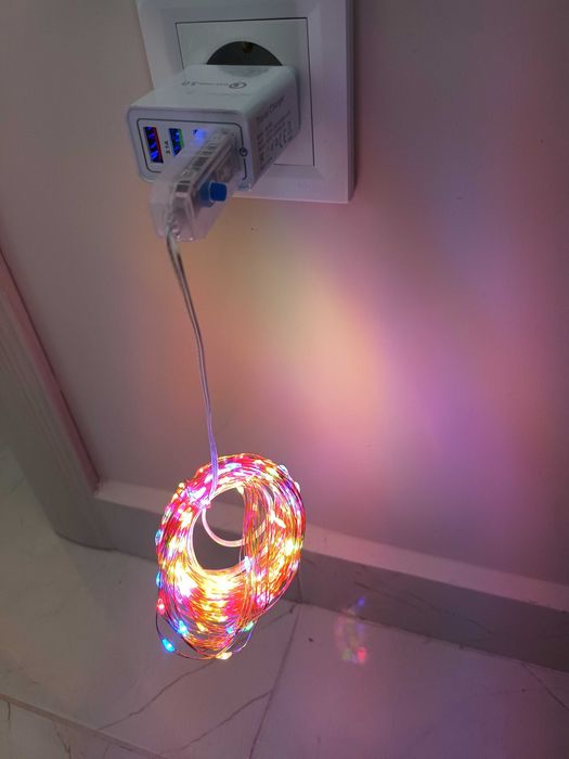 LED коледни лампички USB, 20м, 30м цветни Лед лампи