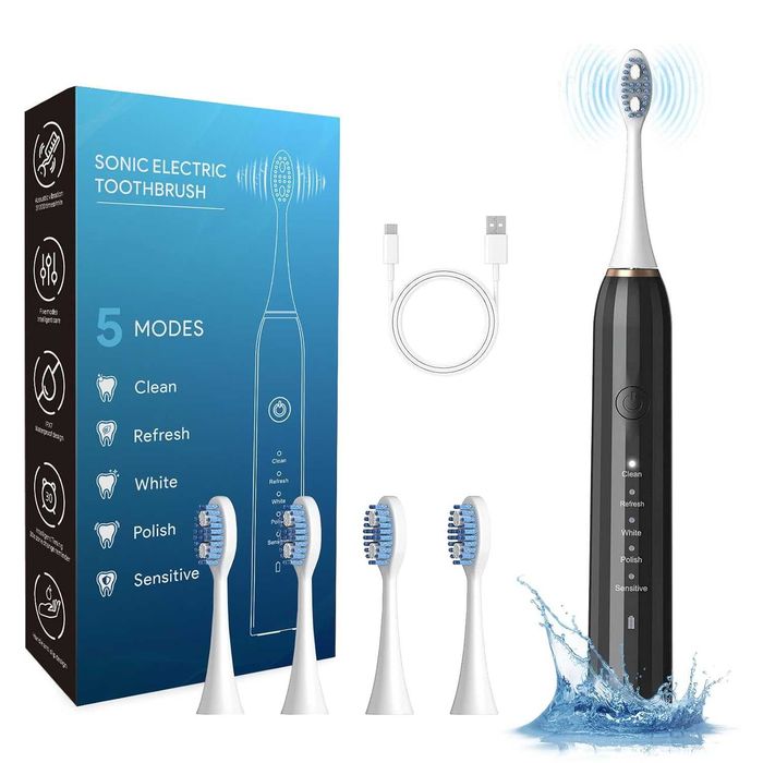 Sonic Electric Toothbrush звукова четка с 5 режима, 5 глави и USB зареждане