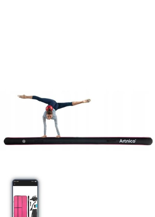 Saltea gimnastica, Artnico Airtrack, 500x100x10cm, roz/negru
