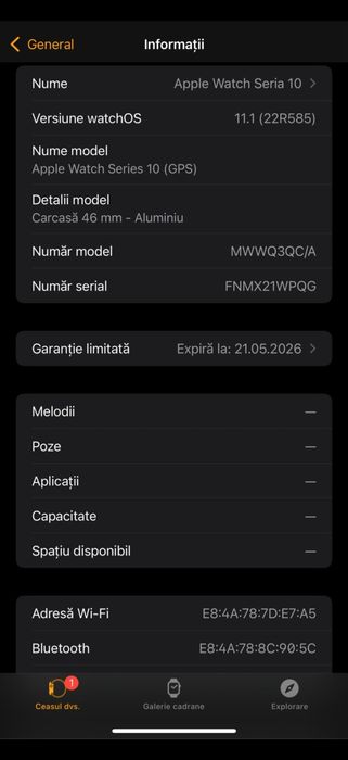 Apple Watch Seria 10 (Jet Black) 46mm Aluminium Case/  Full Box cu Garanție Activă (Ofertă  Preț)