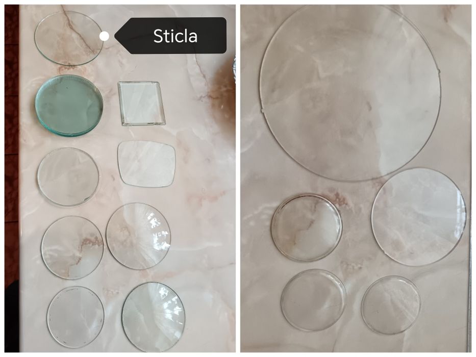Geam ceas sticla și plastic
