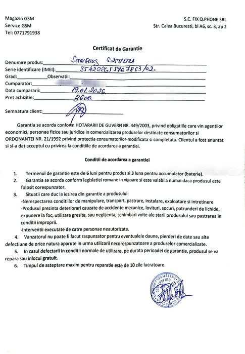 S25 ultra inca in garanție 6 luni