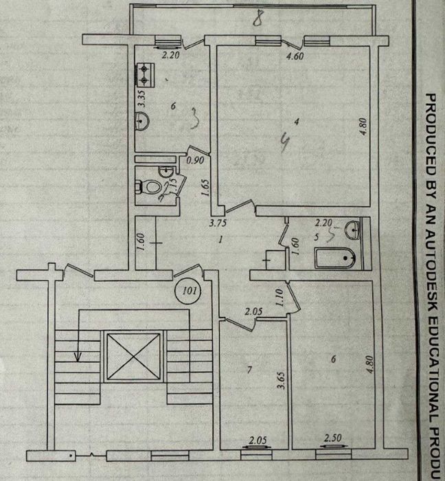 Продается квартира в Яшнабадском районе Дубовая 3х ком 4-этаж 78м2.