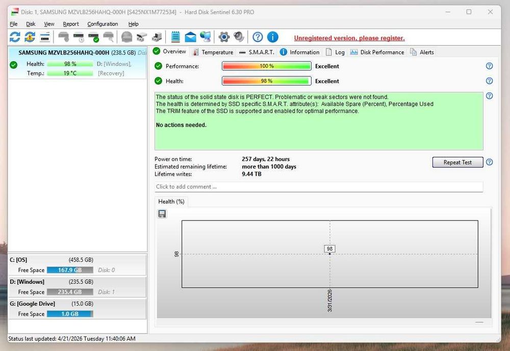 SSD Samsung PM981 256GB M.2 NVMe