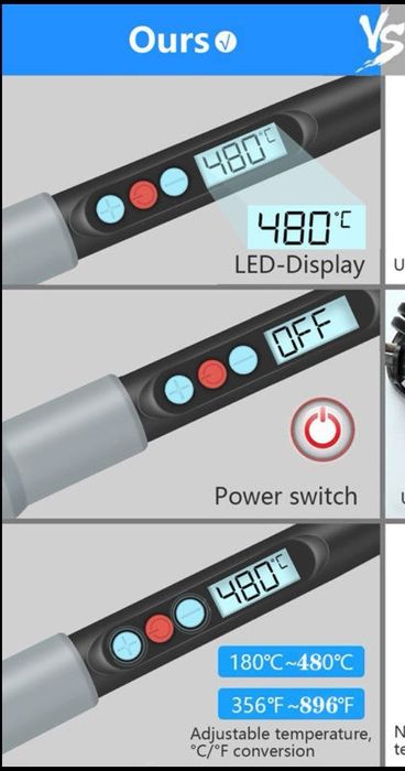 поялник 90W с електронно регулиране на температурата от 180 - 500 гра